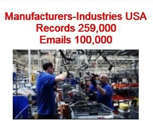 Manufacturers Manufacturing industries email list USA